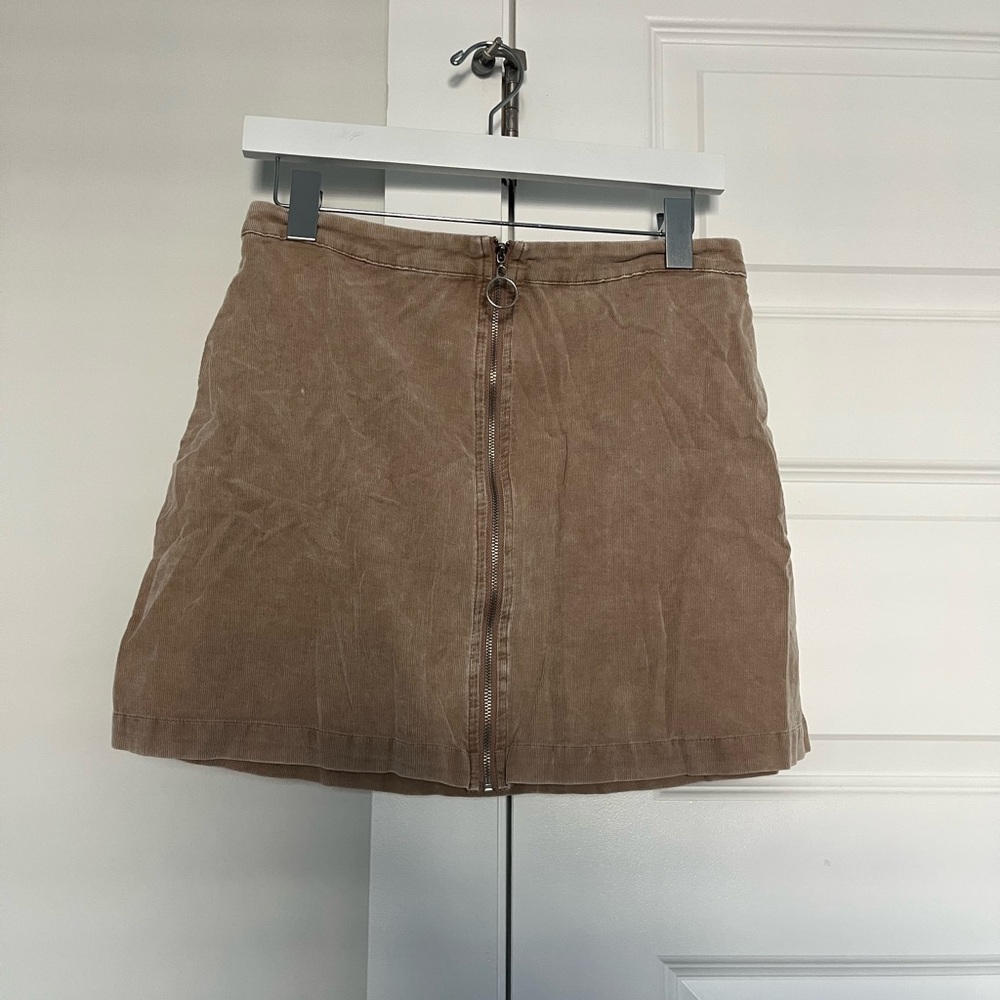 Tan zip skirt